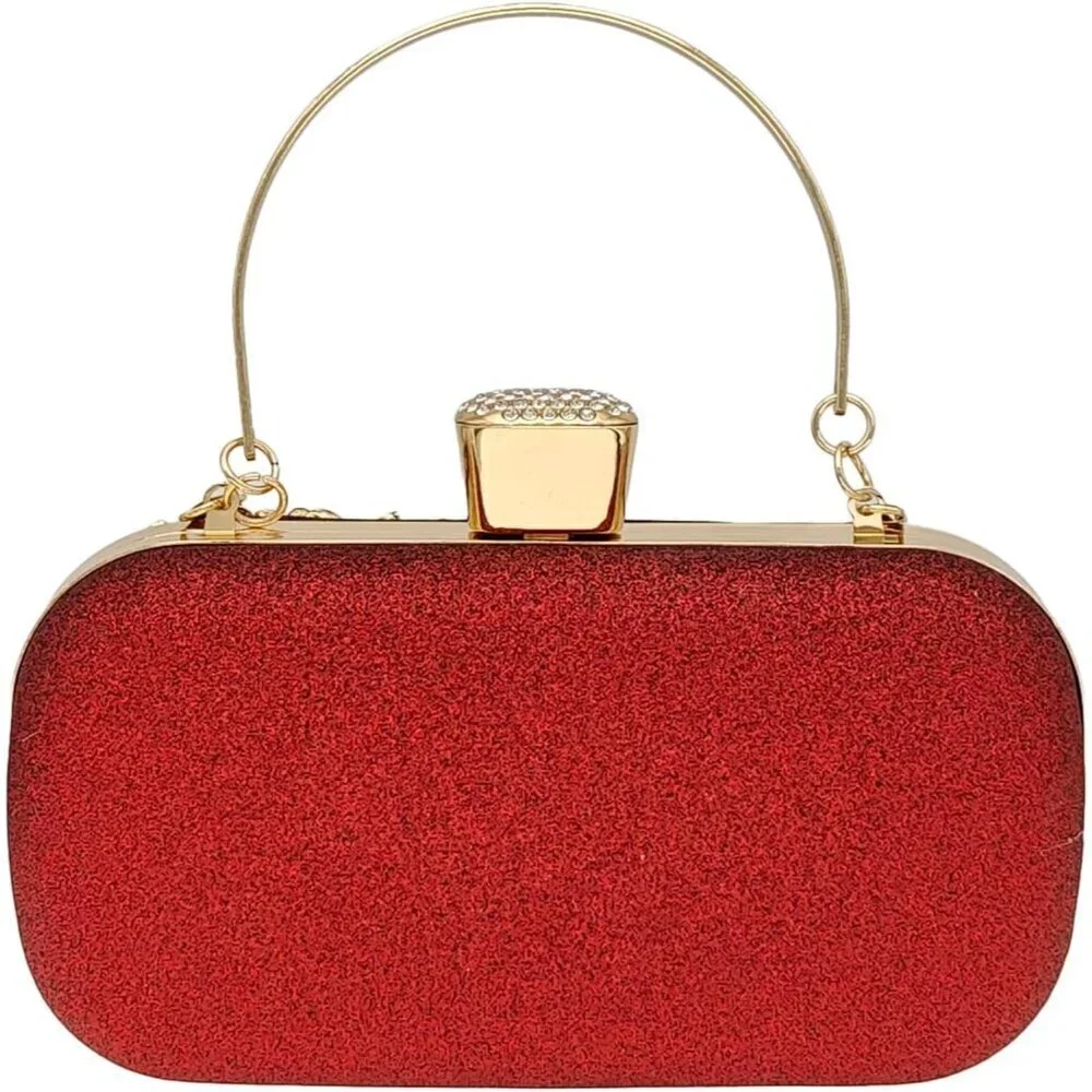 Women's Glitter Rhinestone Clutch Bag Evening Bridal Crossbody with Chain